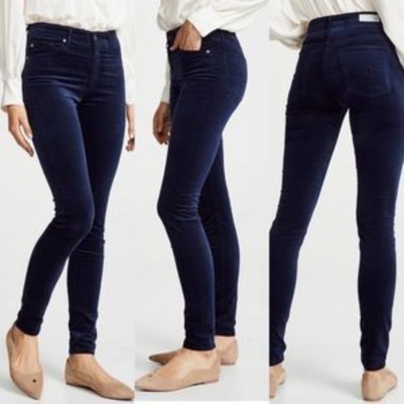 Ag Adriano Goldschmied Pants - Ag Adriano Goldschmied The Farrah Skinny High Rise Skinny Velvet Pants P5247